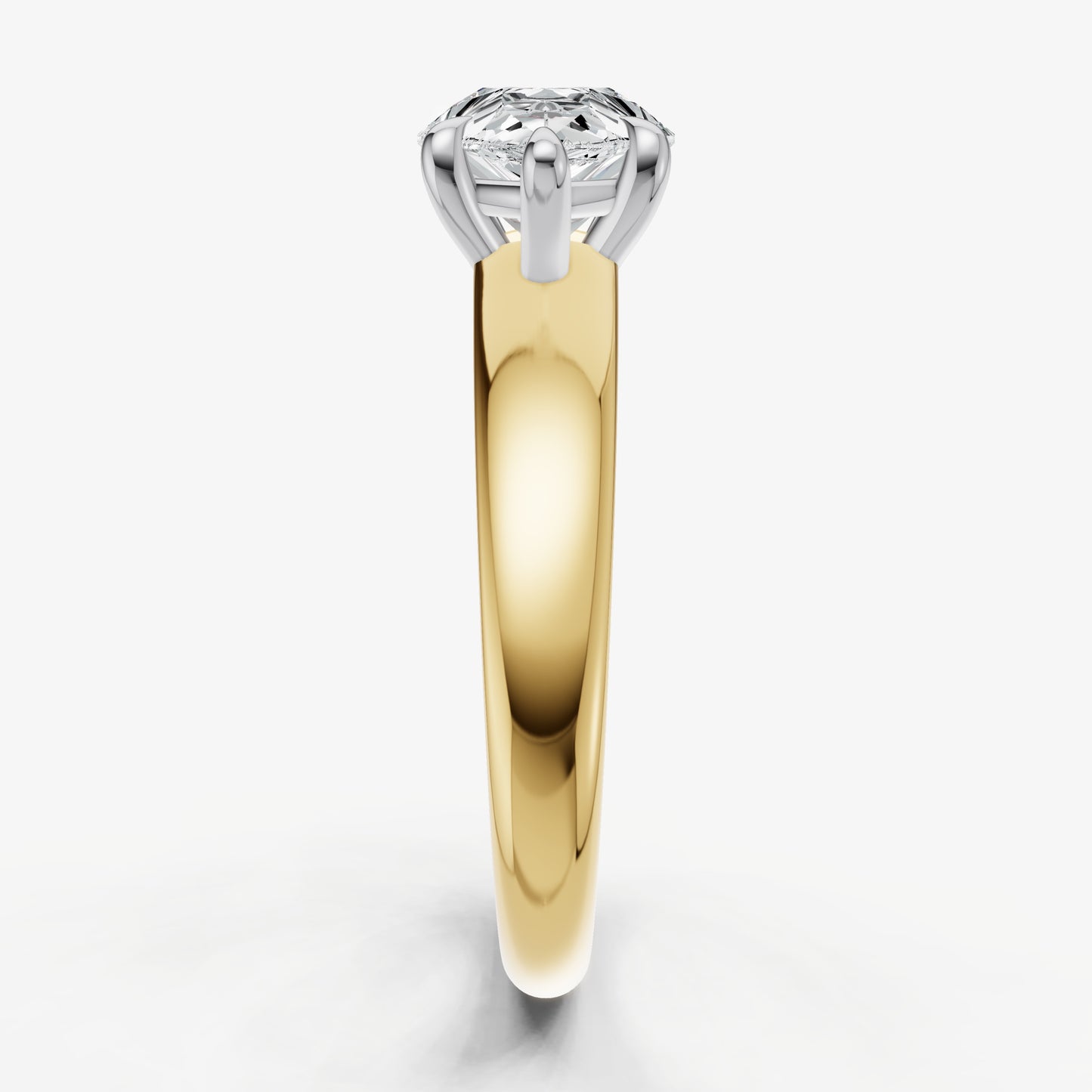 Pear East-West Oval Diamond Solitaire Engagement Ring