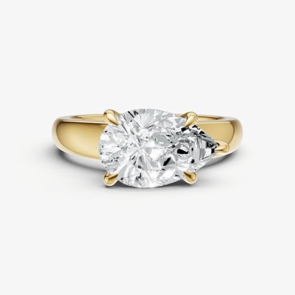Pear East-West Oval Diamond Solitaire Engagement Ring