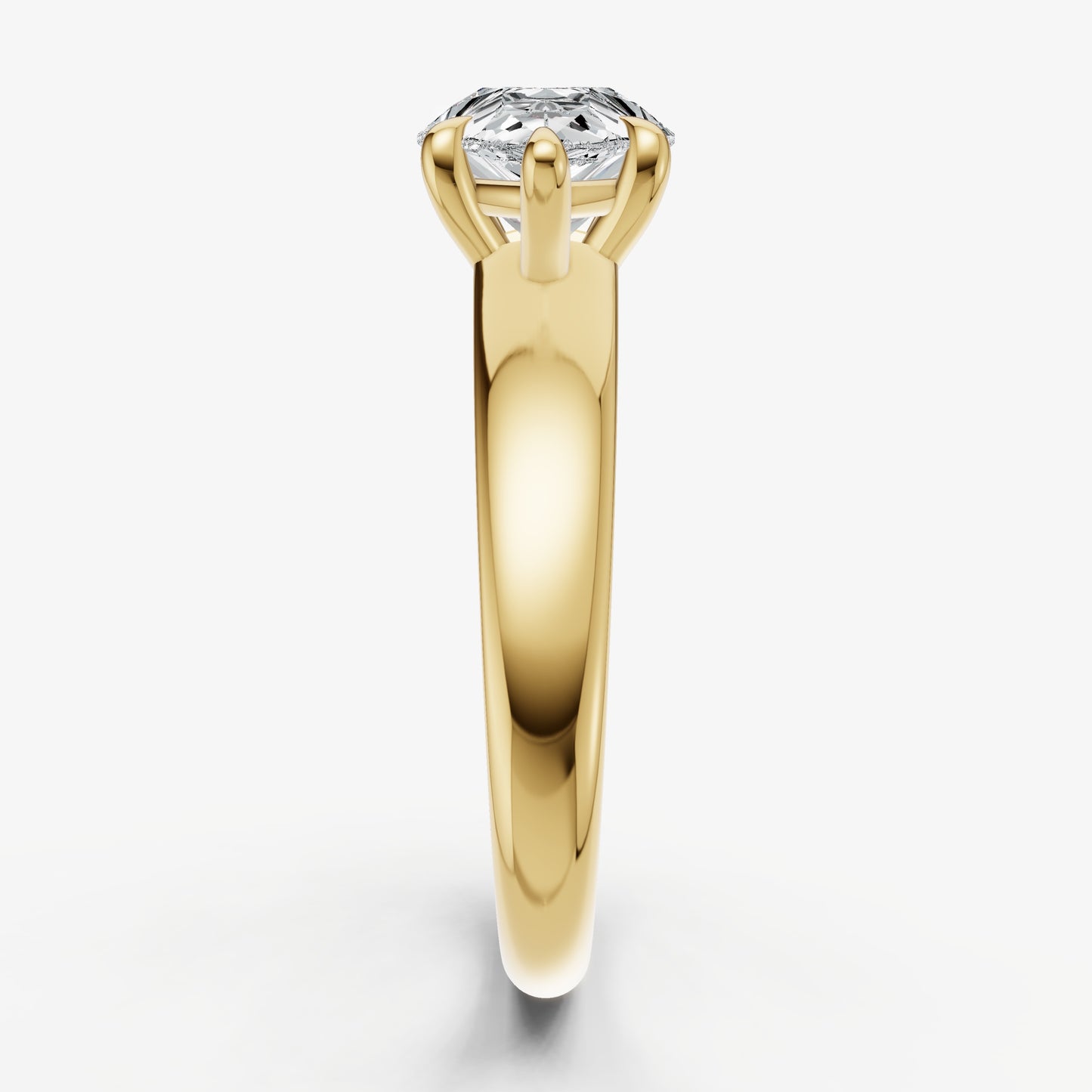 Pear East-West Oval Diamond Solitaire Engagement Ring