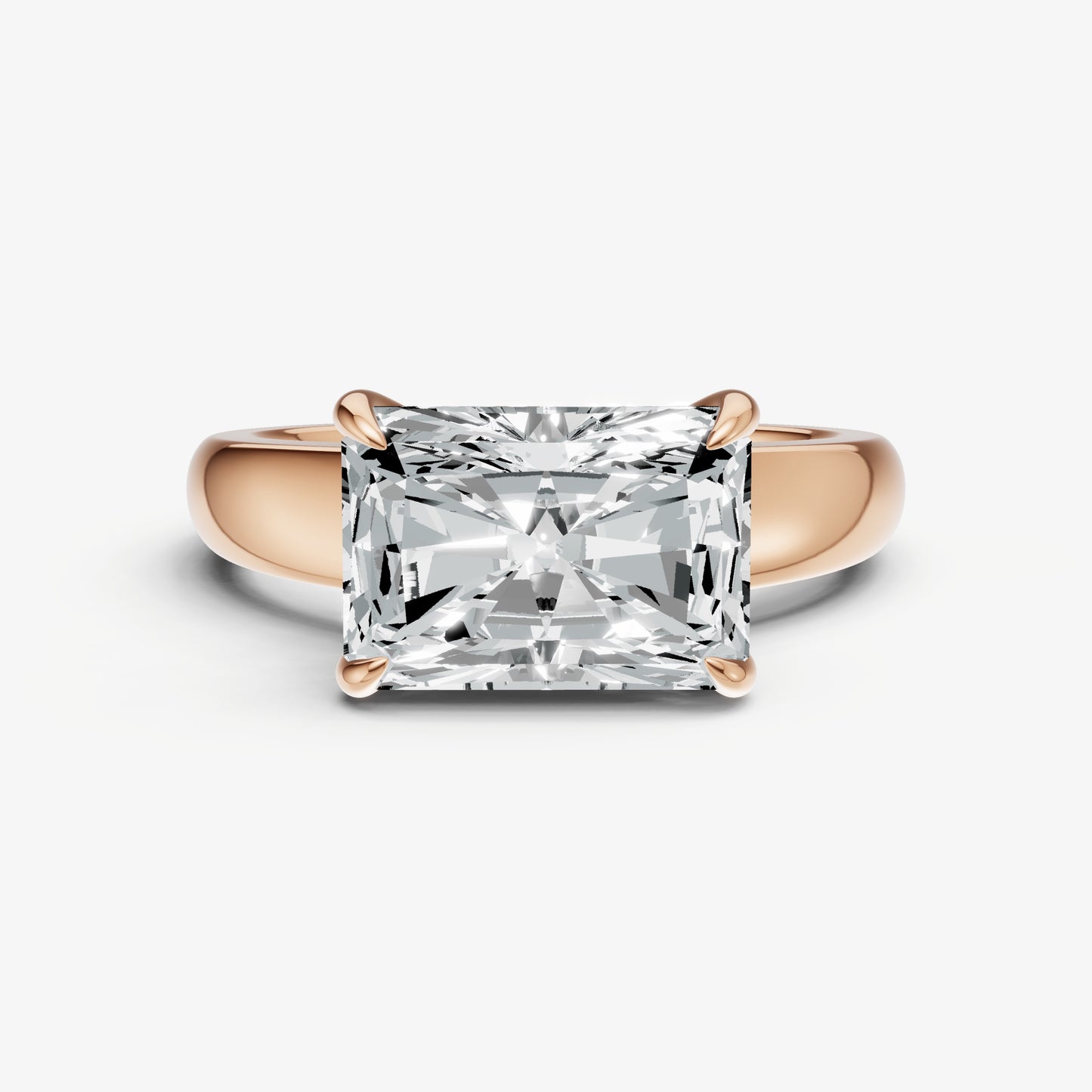 Radiant East-West Oval Diamond Solitaire Engagement Ring