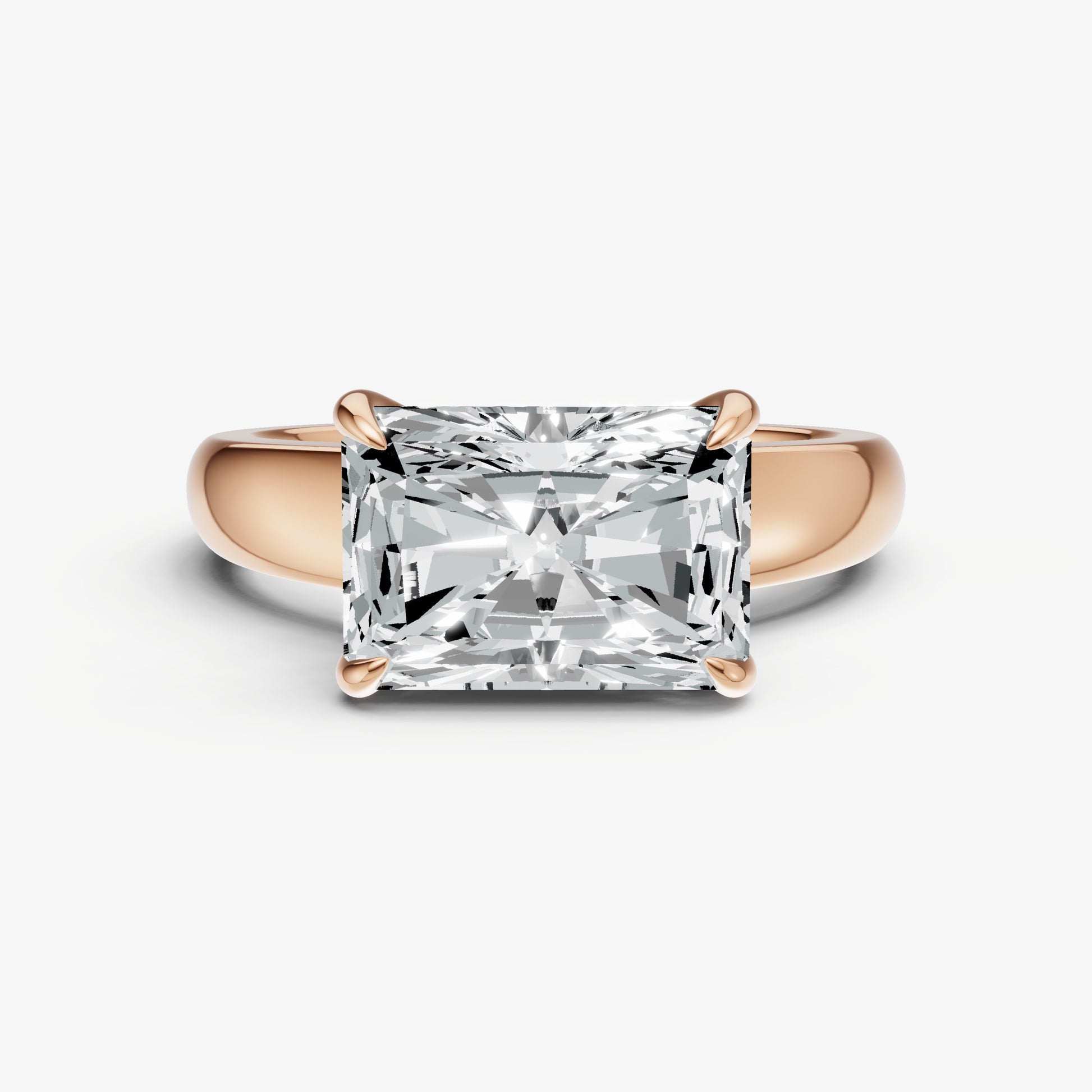 Radiant East-West Oval Diamond Solitaire Engagement Ring