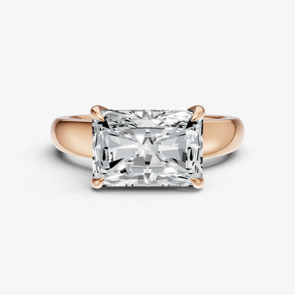 Radiant East-West Oval Diamond Solitaire Engagement Ring