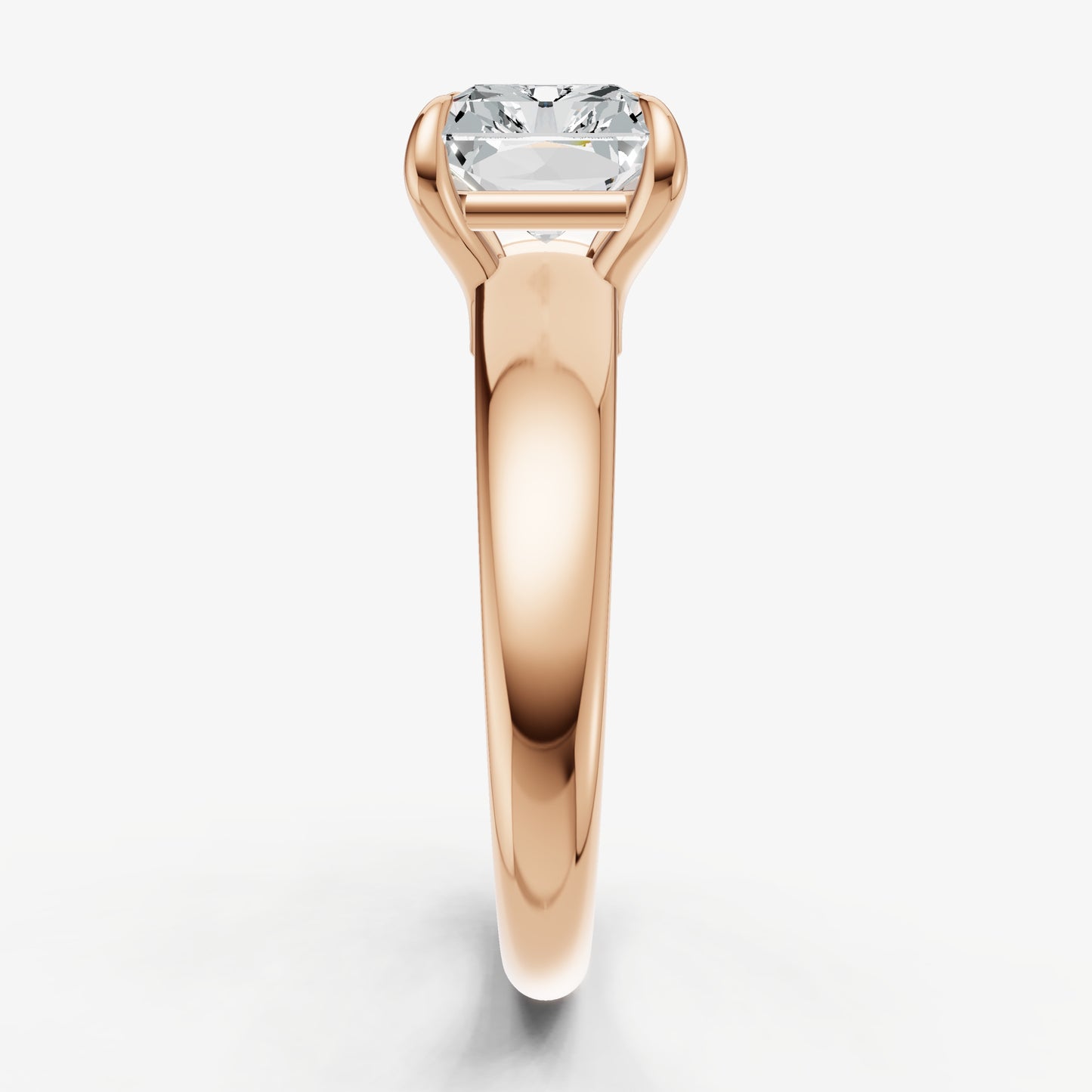 Radiant East-West Oval Diamond Solitaire Engagement Ring