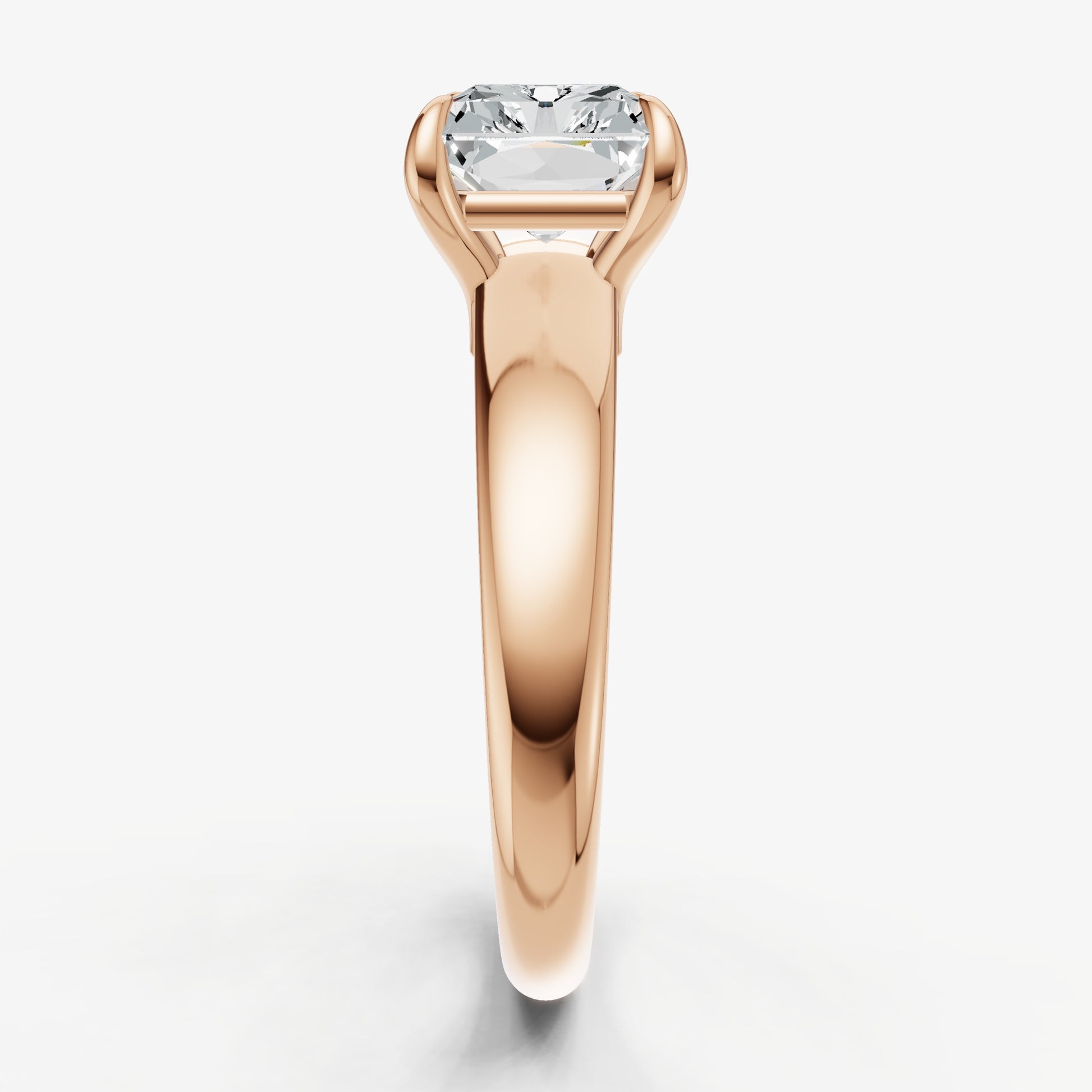 Radiant East-West Oval Diamond Solitaire Engagement Ring