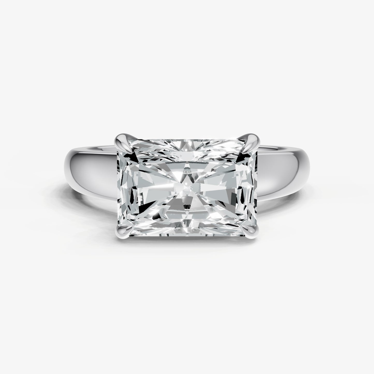 Radiant East-West Oval Diamond Solitaire Engagement Ring