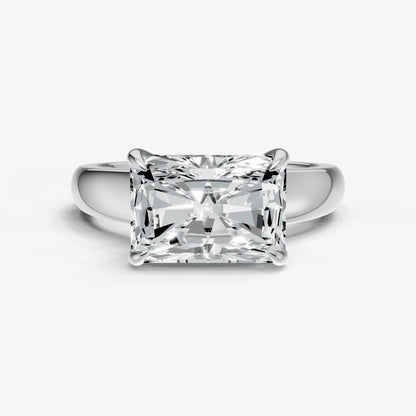 Radiant East-West Oval Diamond Solitaire Engagement Ring