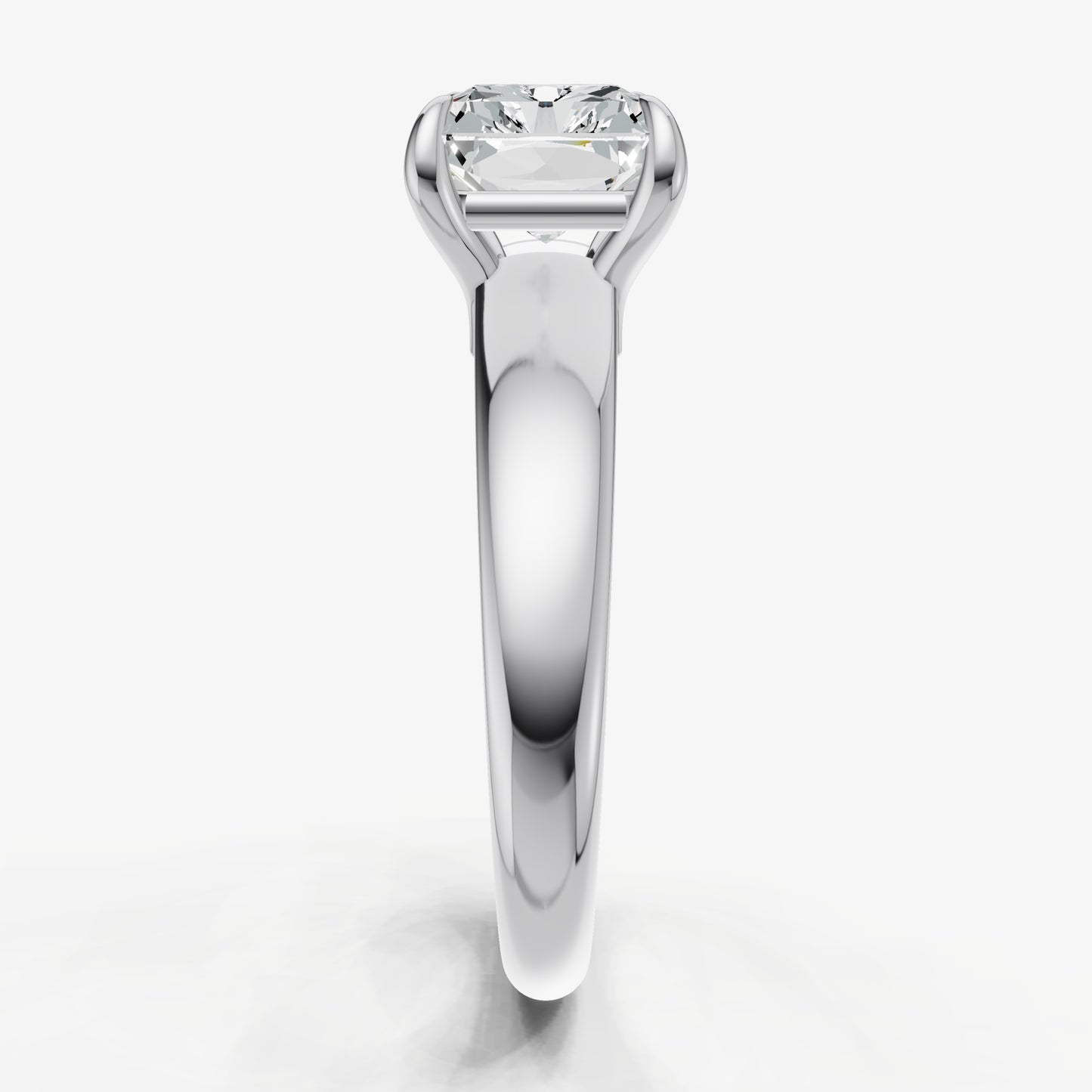 Radiant East-West Oval Diamond Solitaire Engagement Ring