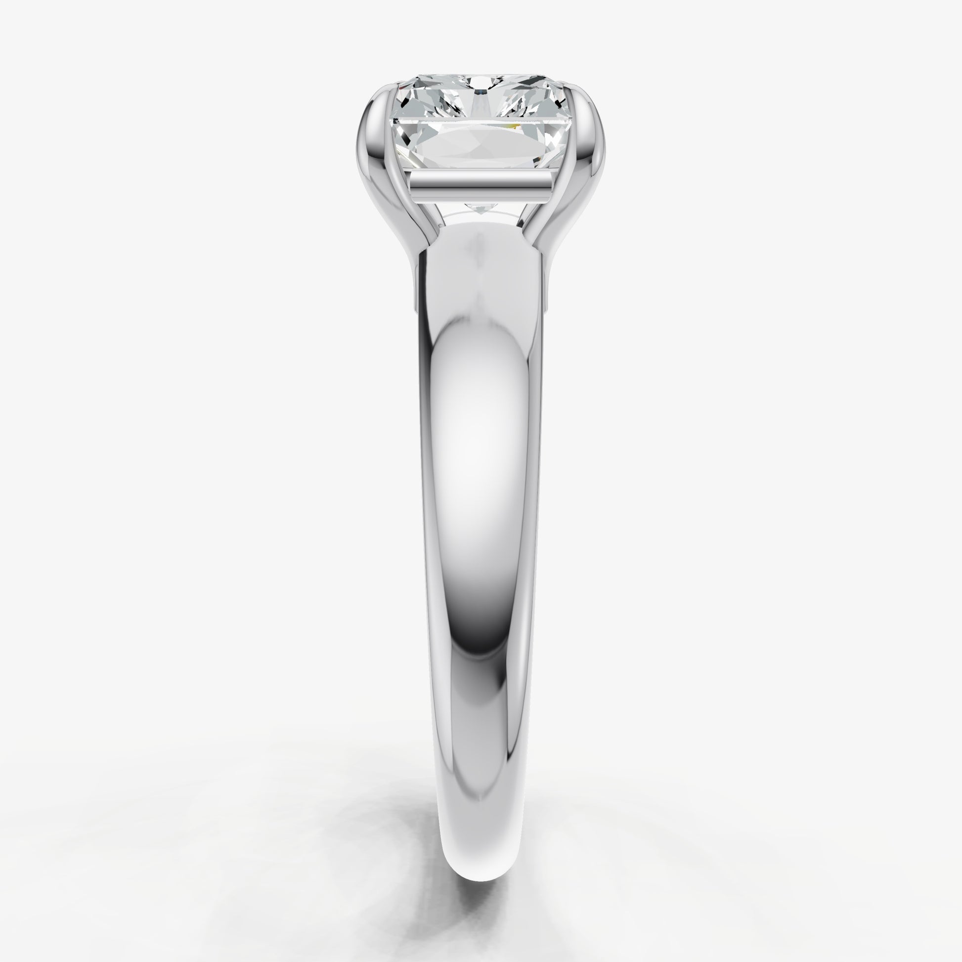 Radiant East-West Oval Diamond Solitaire Engagement Ring