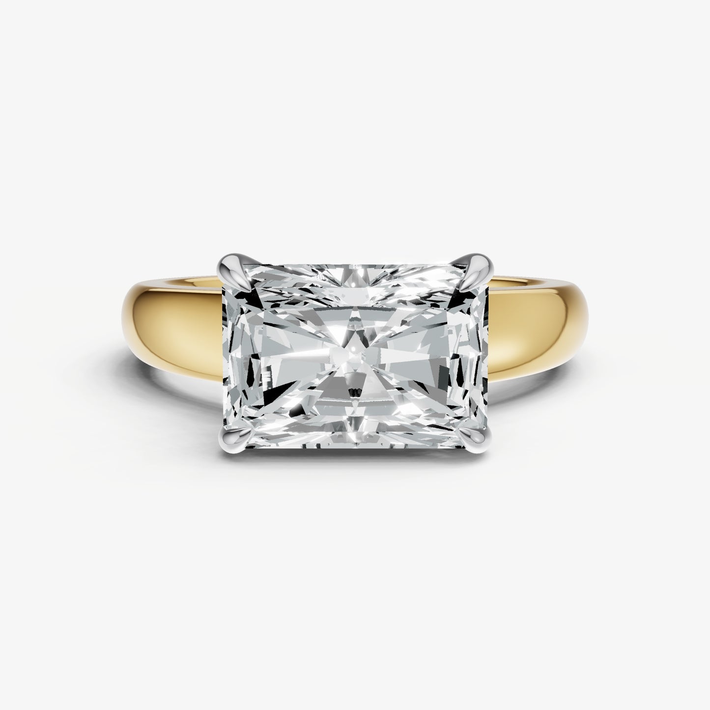Radiant East-West Oval Diamond Solitaire Engagement Ring