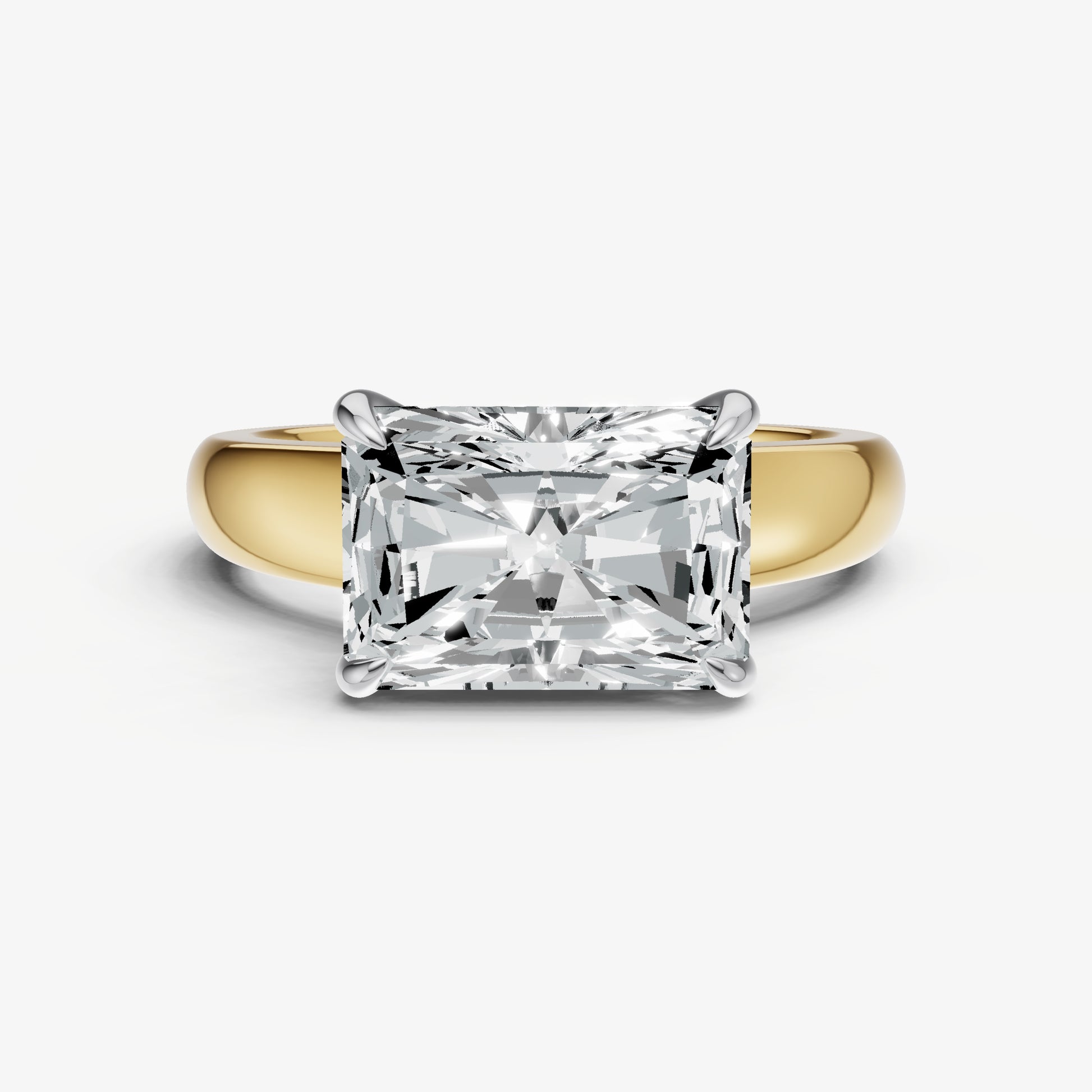 Radiant East-West Oval Diamond Solitaire Engagement Ring