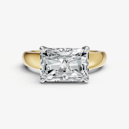 Radiant East-West Oval Diamond Solitaire Engagement Ring