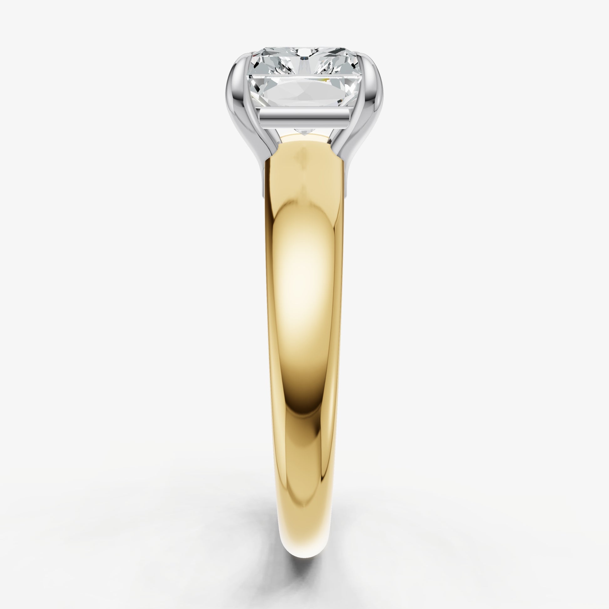 Radiant East-West Oval Diamond Solitaire Engagement Ring