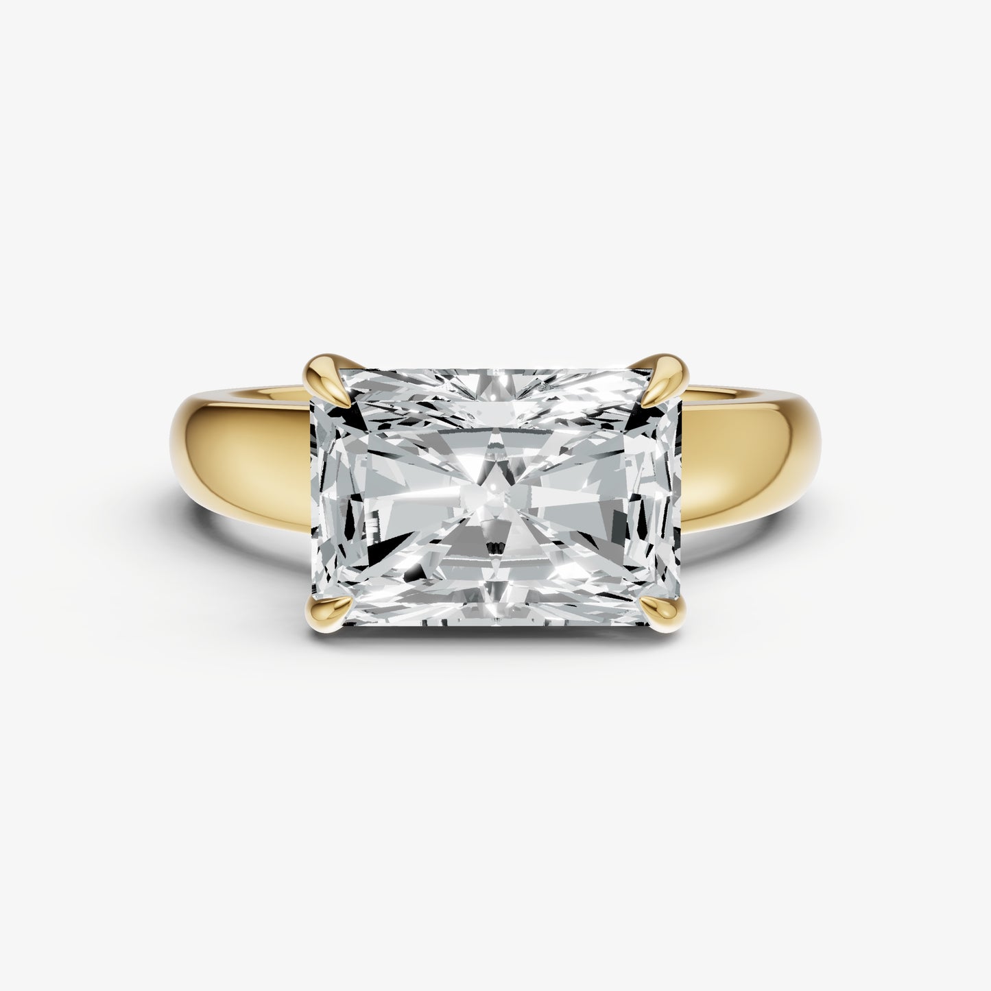 Radiant East-West Oval Diamond Solitaire Engagement Ring