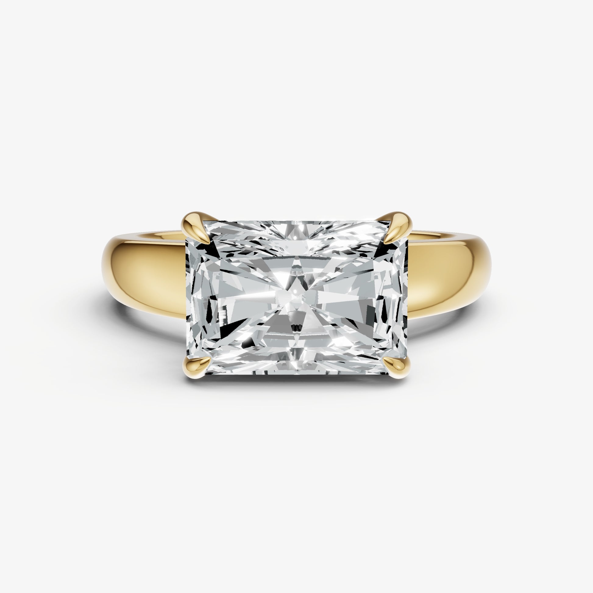 Radiant East-West Oval Diamond Solitaire Engagement Ring