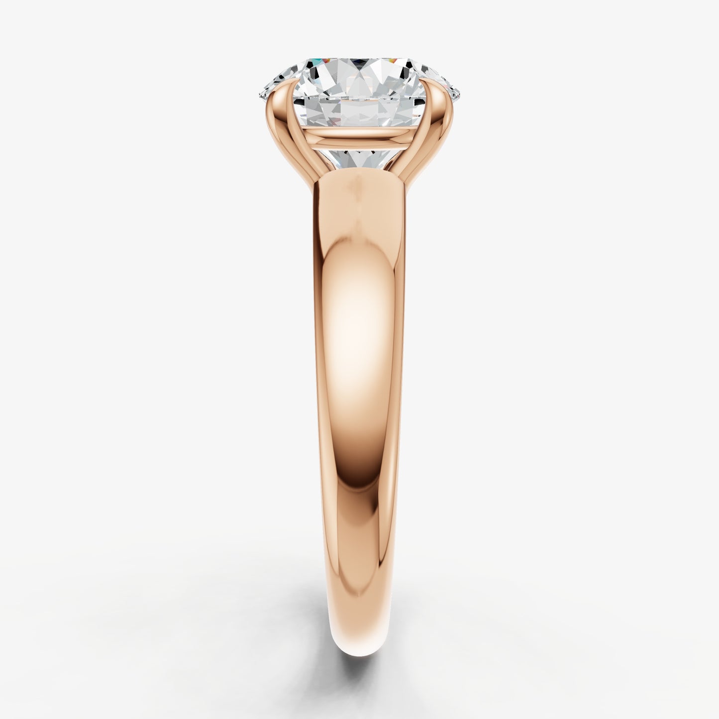 Round East-West Oval Diamond Solitaire Engagement Ring