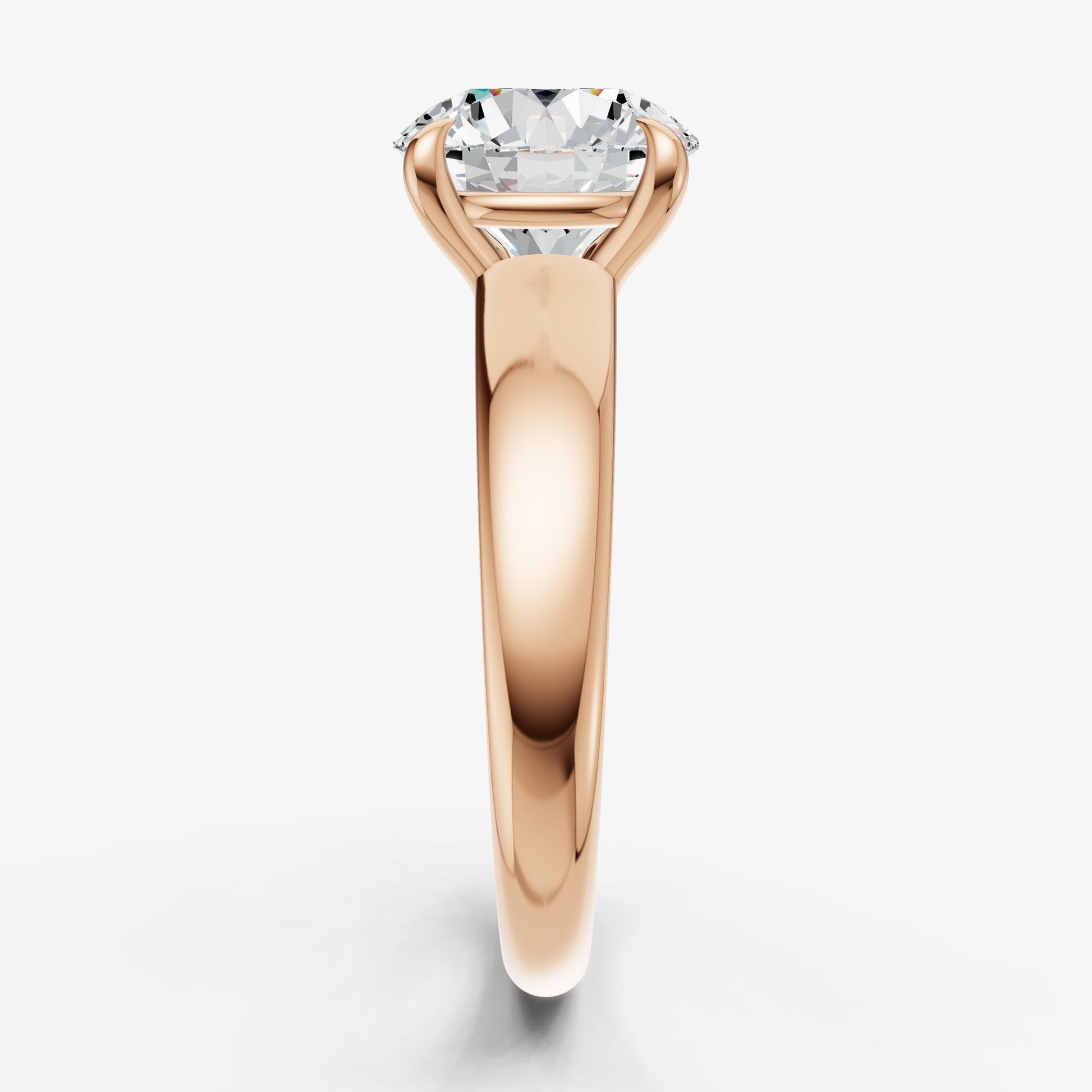 Round East-West Oval Diamond Solitaire Engagement Ring