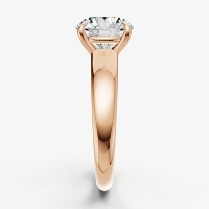 Round East-West Oval Diamond Solitaire Engagement Ring