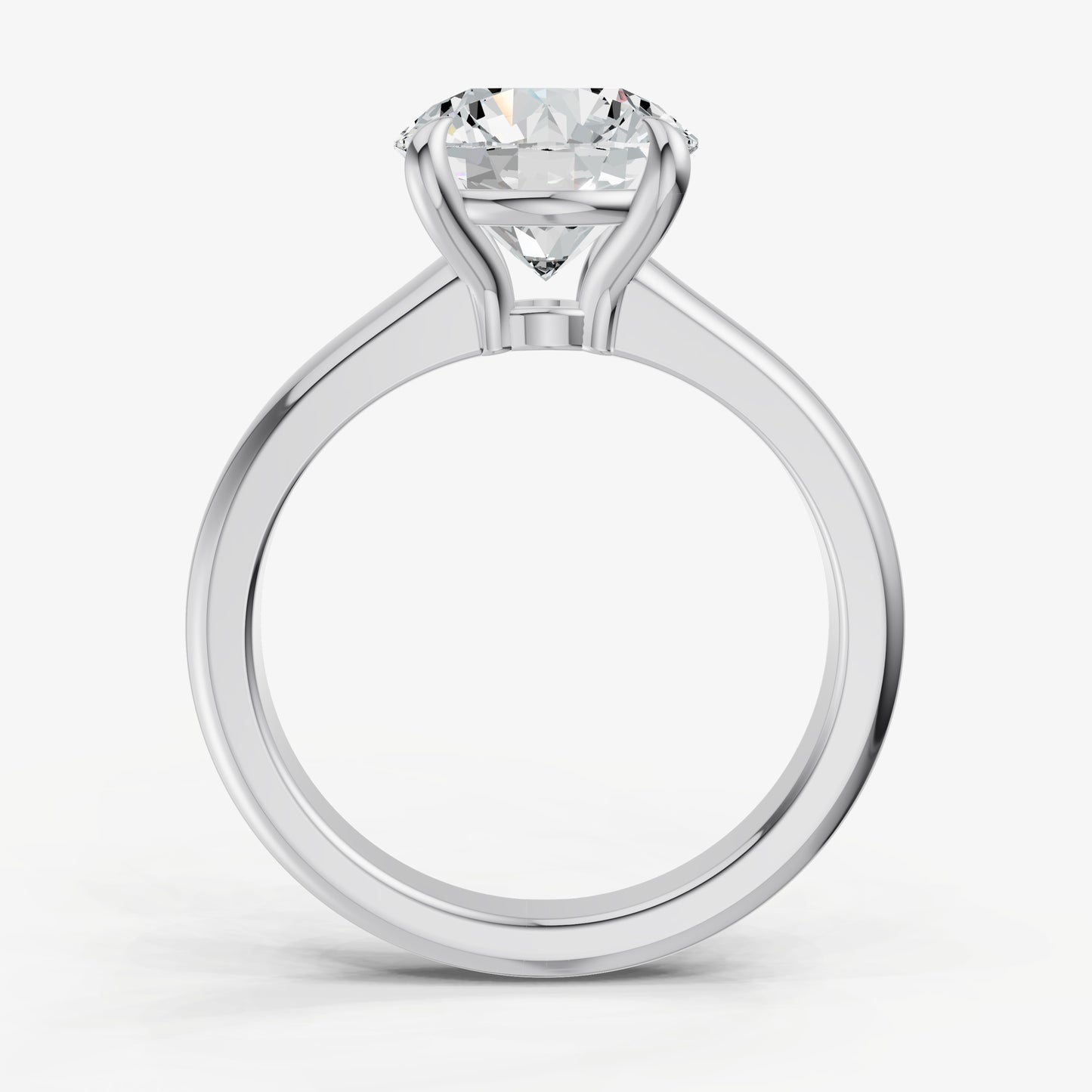 Round East-West Oval Diamond Solitaire Engagement Ring