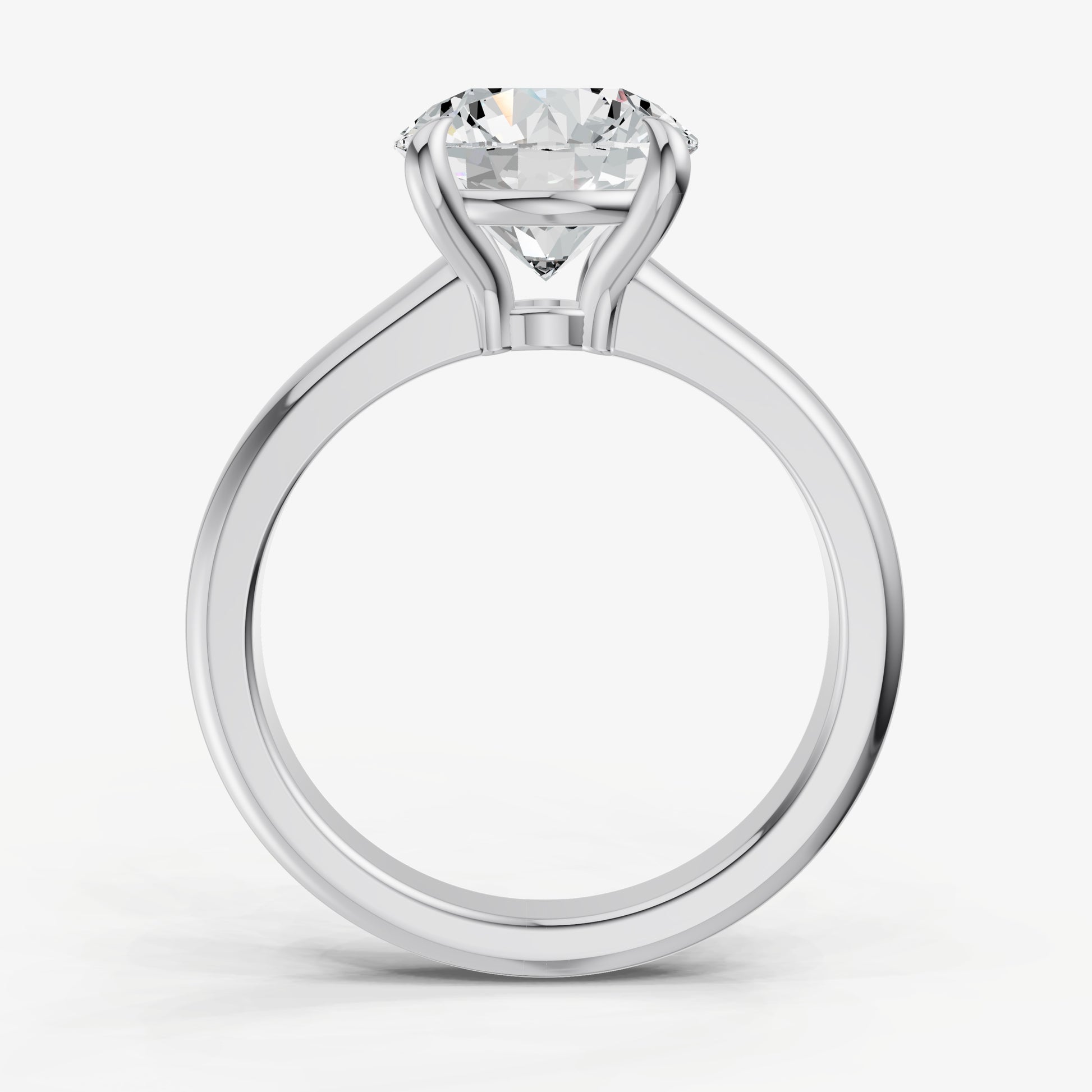 Round East-West Oval Diamond Solitaire Engagement Ring