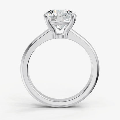 Round East-West Oval Diamond Solitaire Engagement Ring