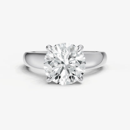Round East-West Oval Diamond Solitaire Engagement Ring