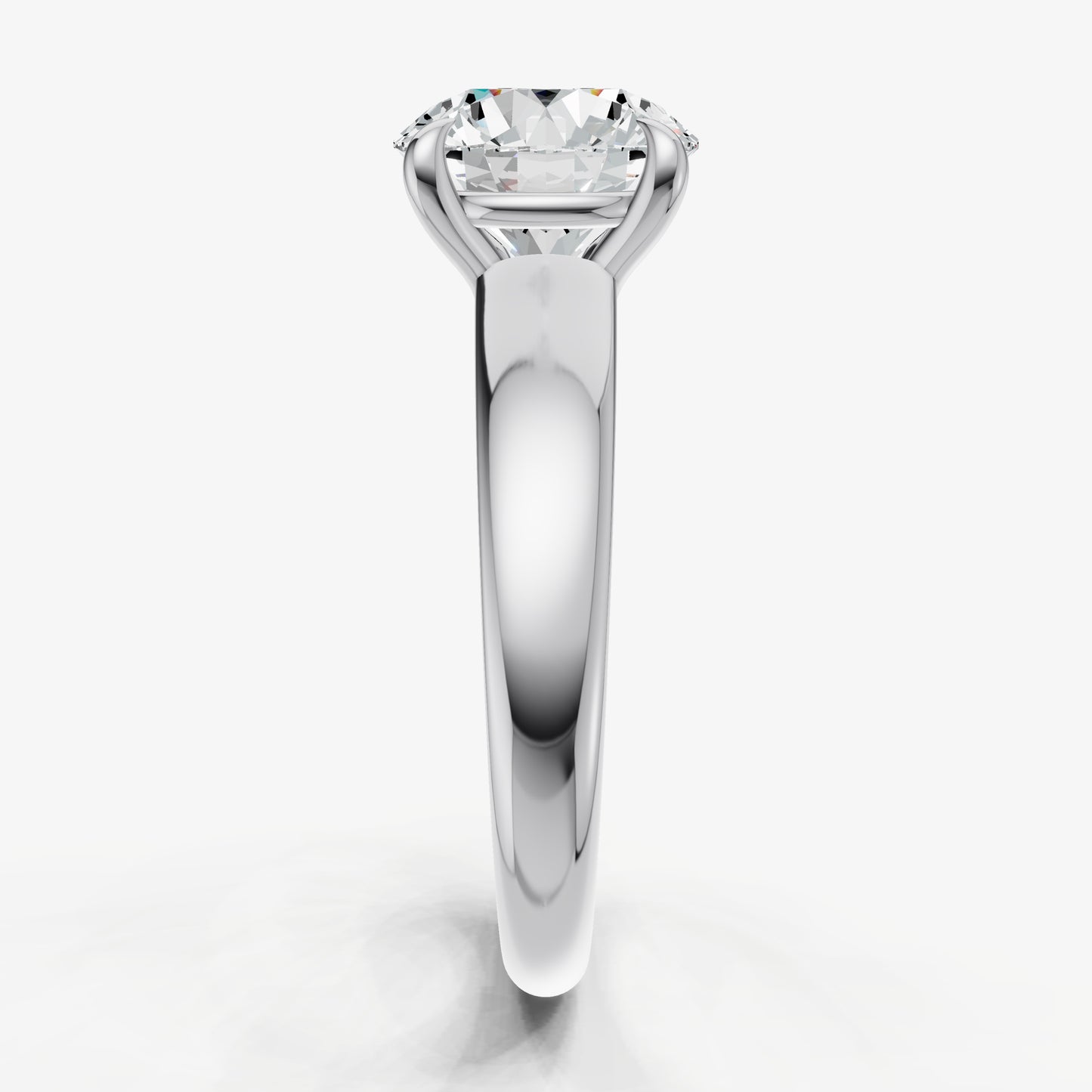 Round East-West Oval Diamond Solitaire Engagement Ring