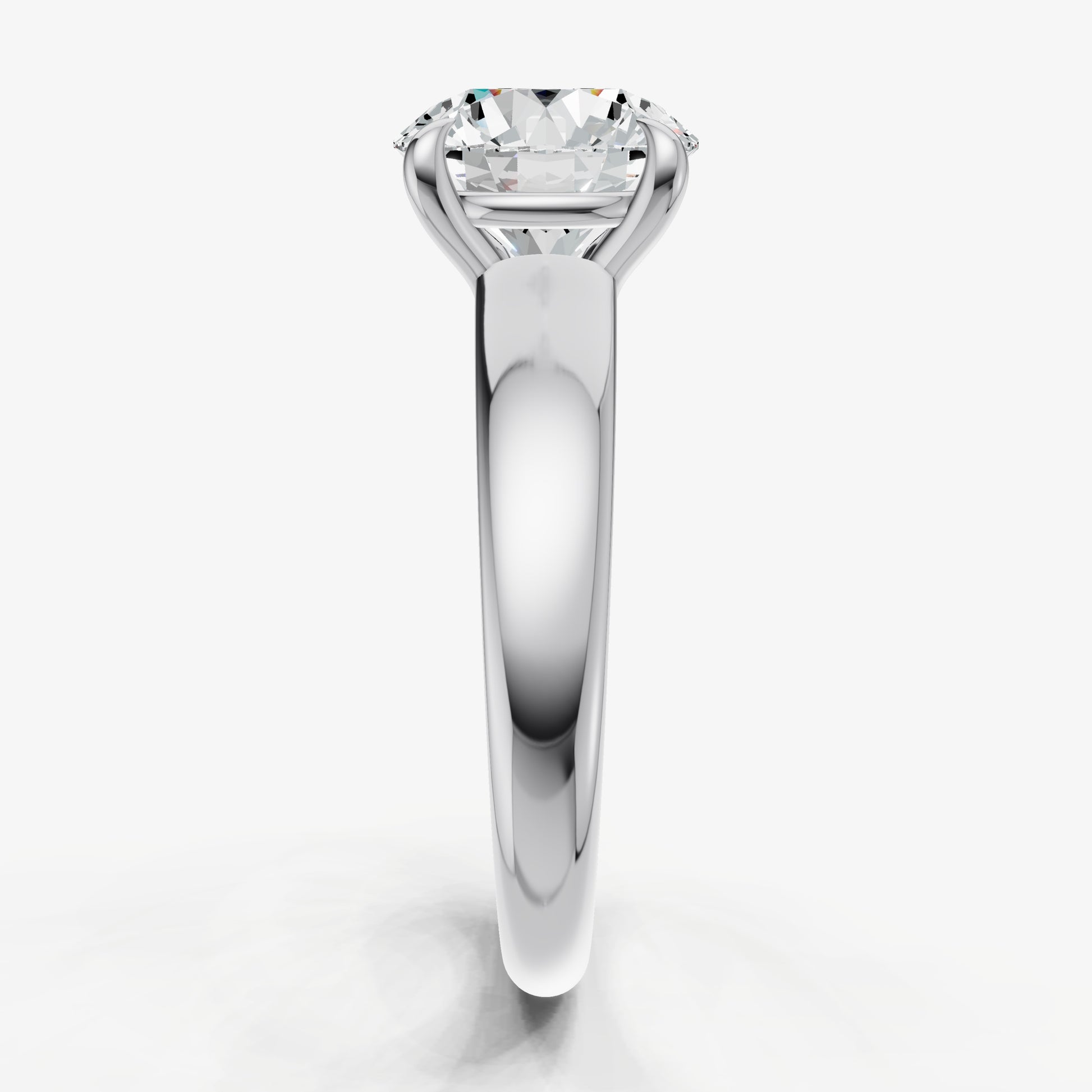 Round East-West Oval Diamond Solitaire Engagement Ring