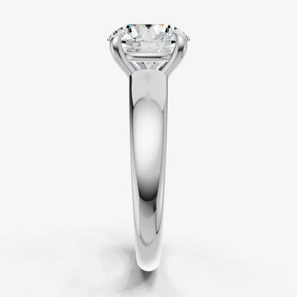 Round East-West Oval Diamond Solitaire Engagement Ring