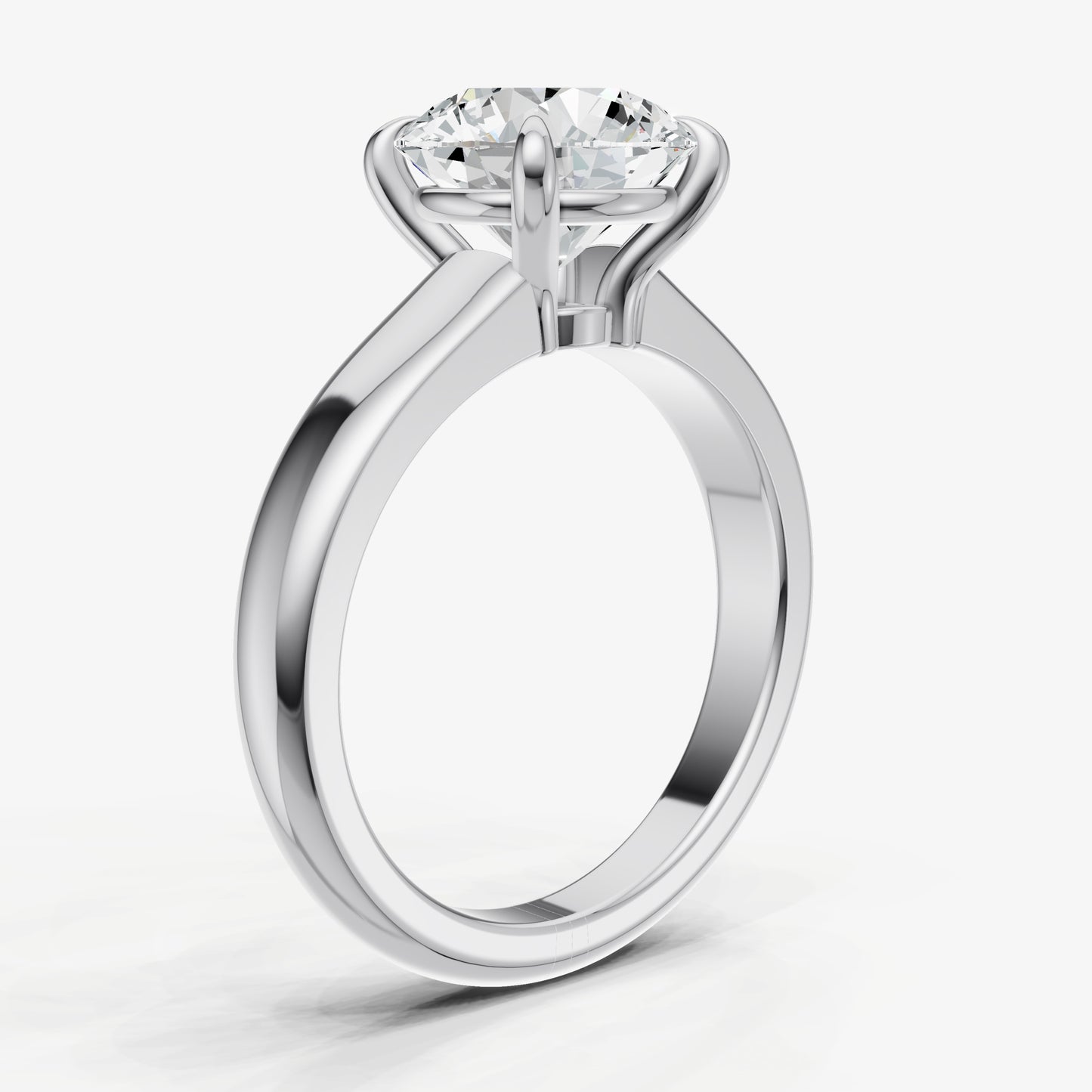 Round East-West Oval Diamond Solitaire Engagement Ring