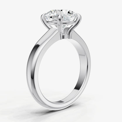 Round East-West Oval Diamond Solitaire Engagement Ring