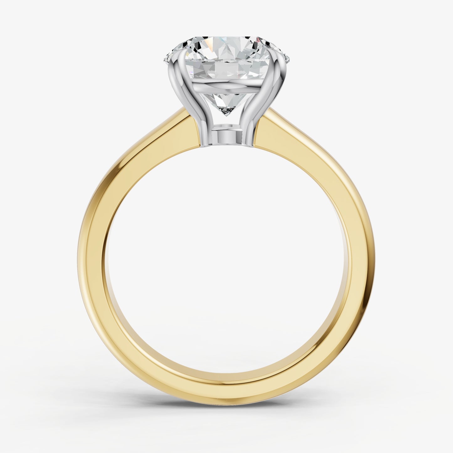 Round East-West Oval Diamond Solitaire Engagement Ring