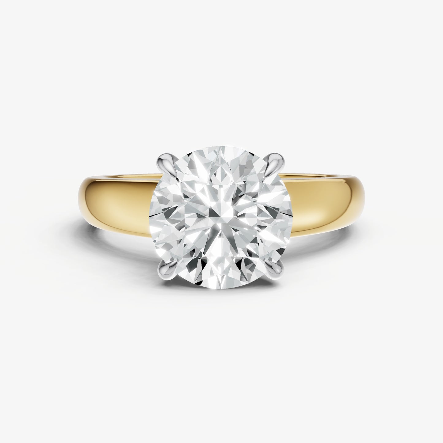 Round East-West Oval Diamond Solitaire Engagement Ring