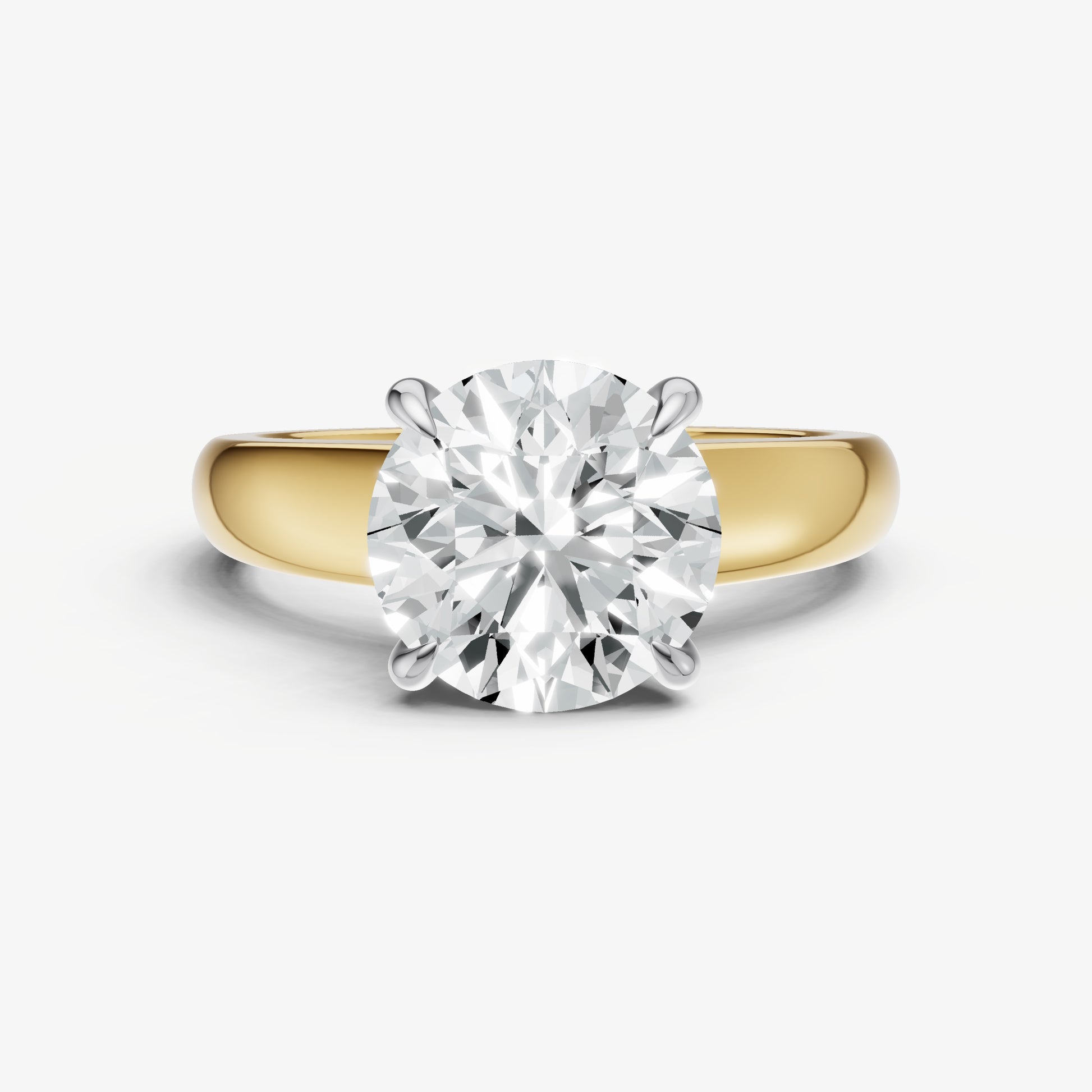 Round East-West Oval Diamond Solitaire Engagement Ring