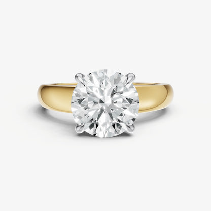 Round East-West Oval Diamond Solitaire Engagement Ring