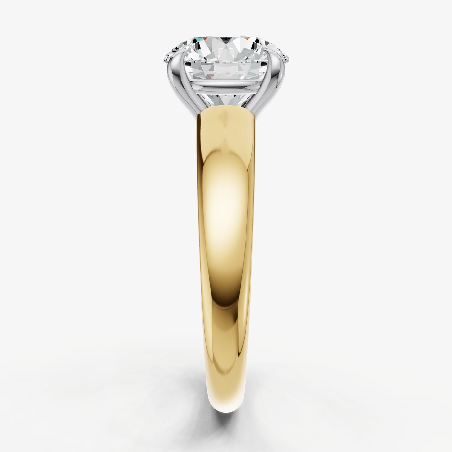 Round East-West Oval Diamond Solitaire Engagement Ring