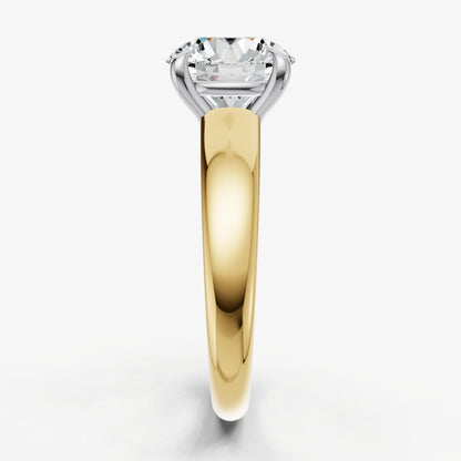 Round East-West Oval Diamond Solitaire Engagement Ring