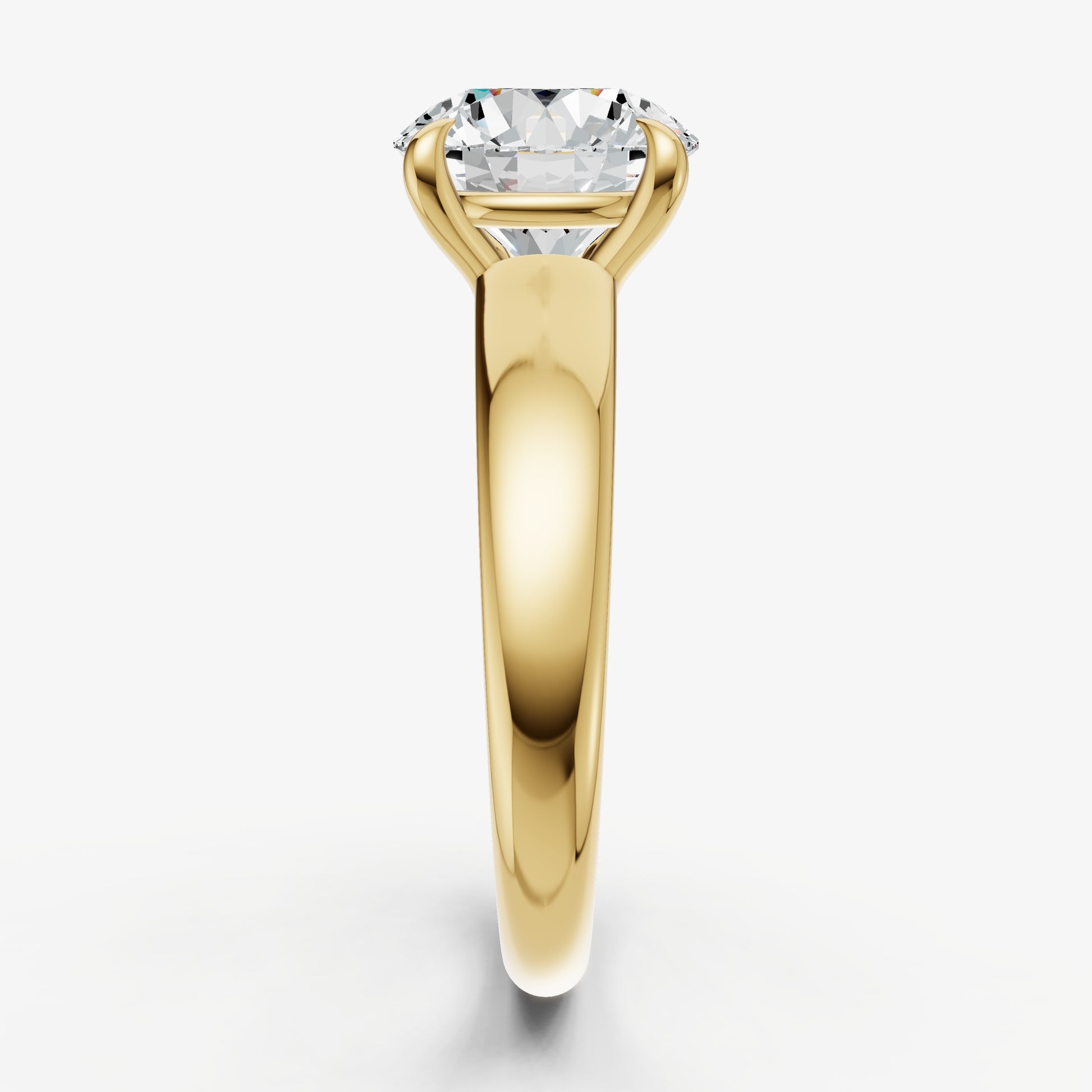 Round East-West Oval Diamond Solitaire Engagement Ring