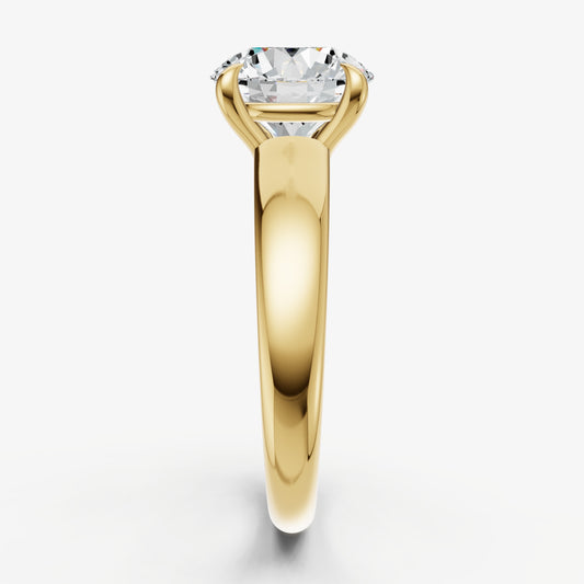 Round East-West Oval Diamond Solitaire Engagement Ring