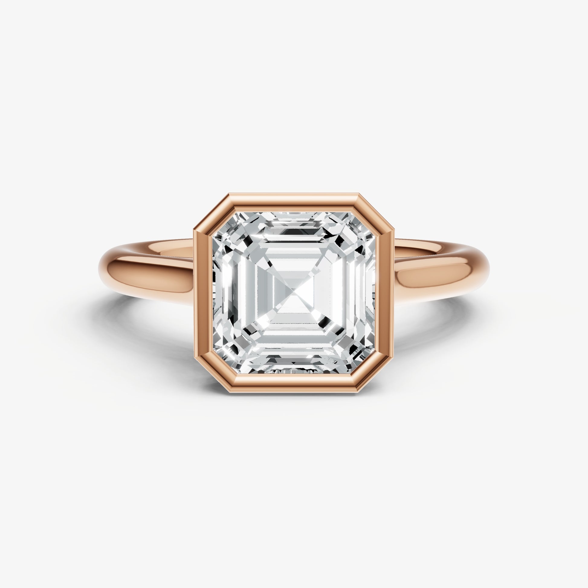 Asscher Bezel Set Cathedral Set Engagement Ring
