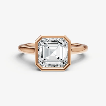 Asscher Bezel Set Cathedral Set Engagement Ring