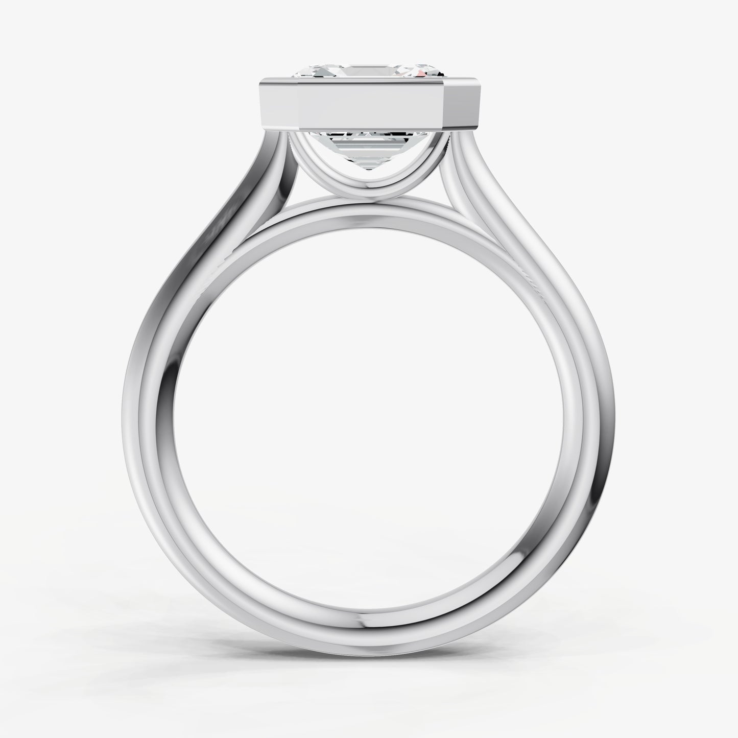 Asscher Bezel Set Cathedral Set Engagement Ring