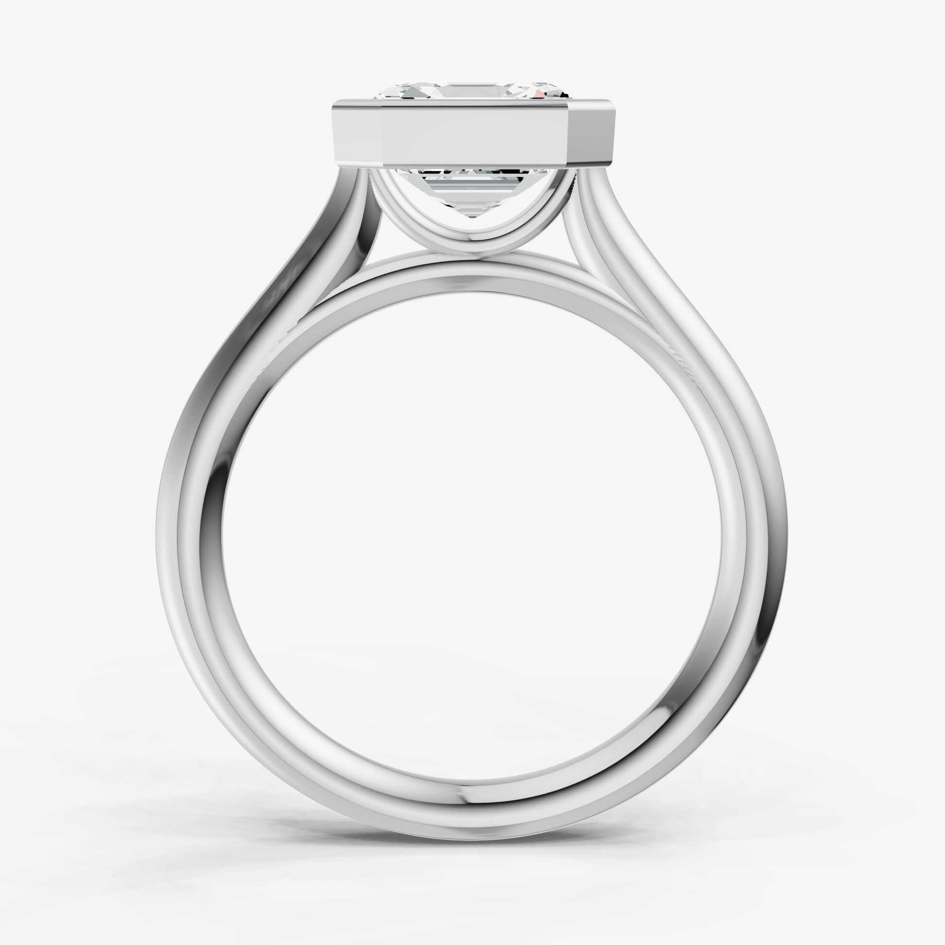 Asscher Bezel Set Cathedral Set Engagement Ring