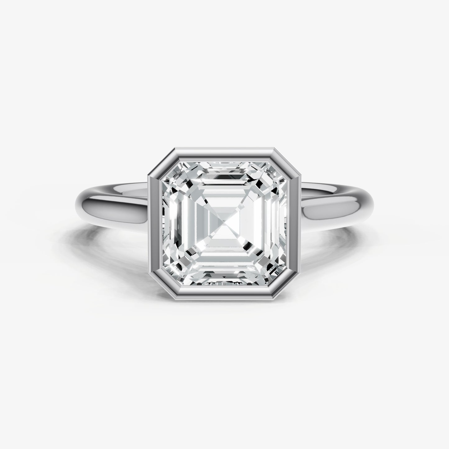 Asscher Bezel Set Cathedral Set Engagement Ring