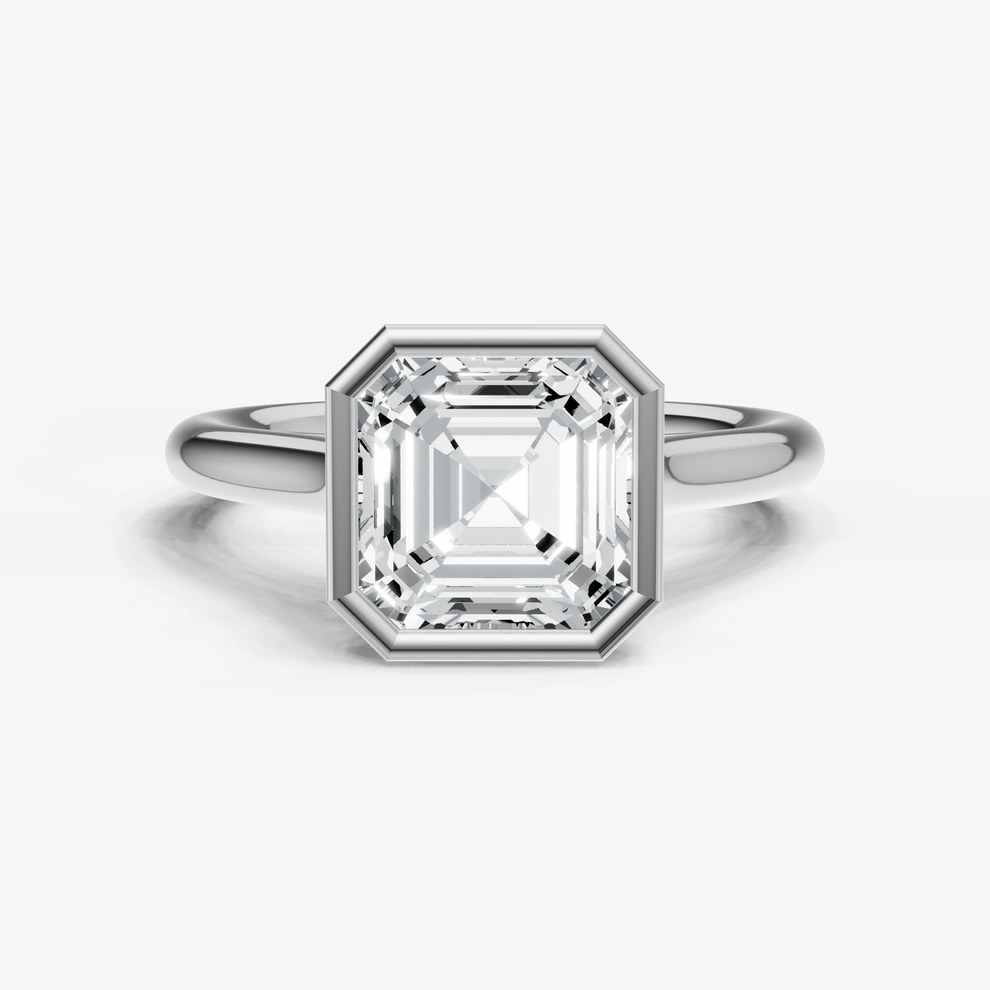 Asscher Bezel Set Cathedral Set Engagement Ring