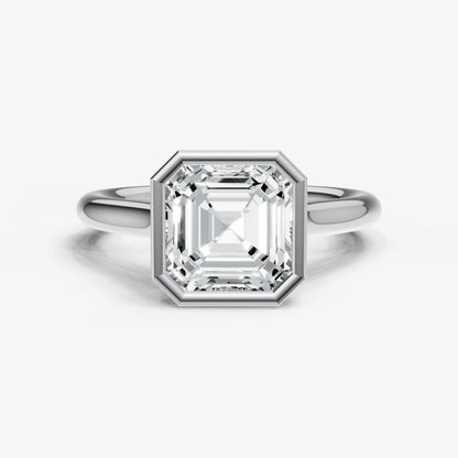 Asscher Bezel Set Cathedral Set Engagement Ring