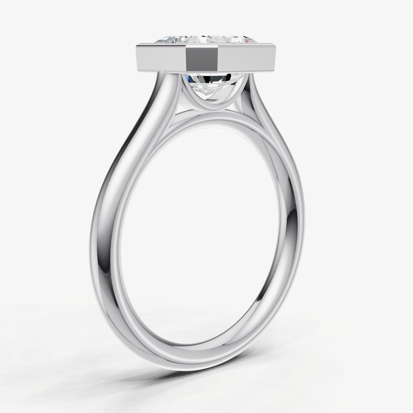 Asscher Bezel Set Cathedral Set Engagement Ring