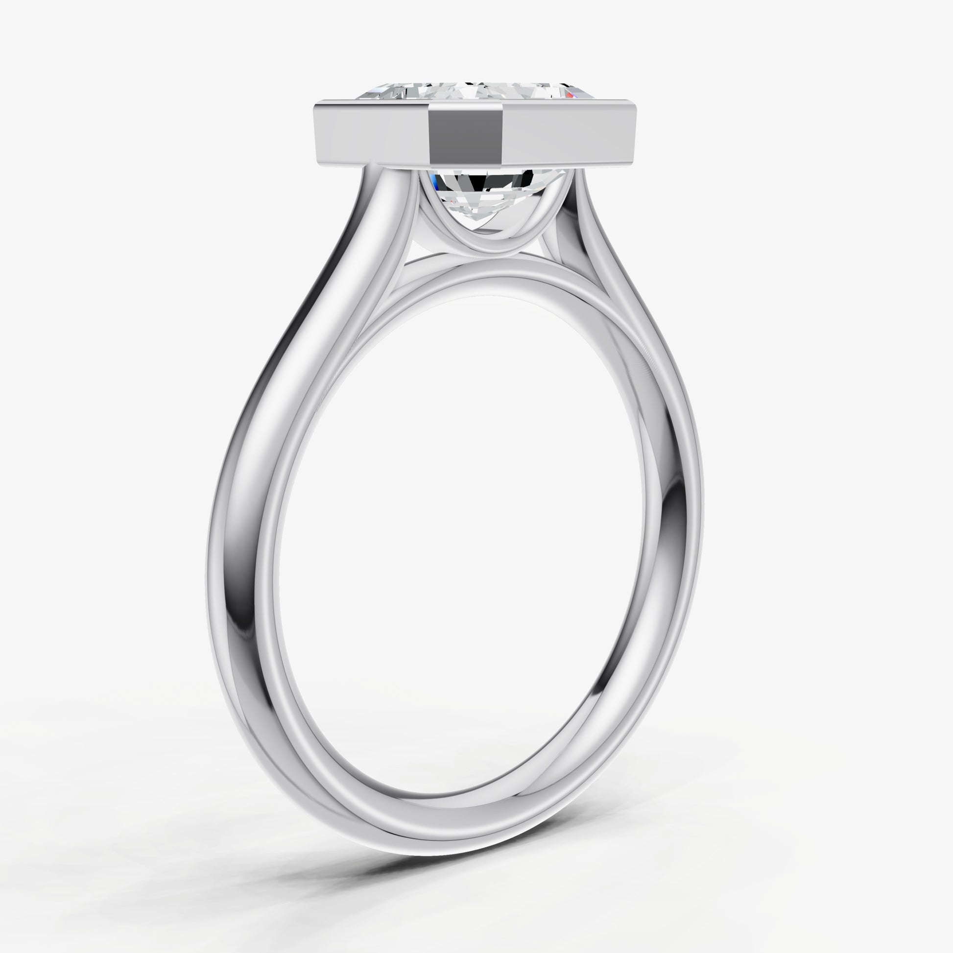 Asscher Bezel Set Cathedral Set Engagement Ring