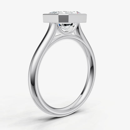 Asscher Bezel Set Cathedral Set Engagement Ring