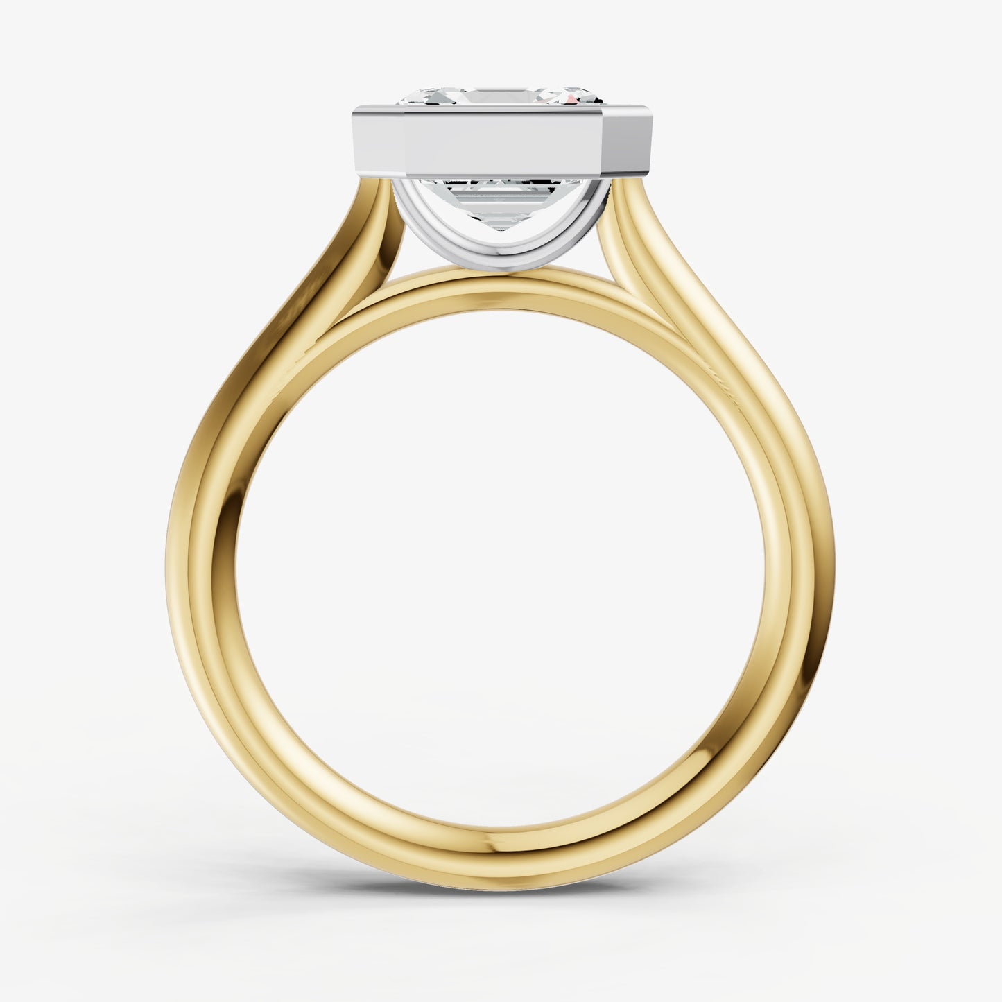Asscher Bezel Set Cathedral Set Engagement Ring