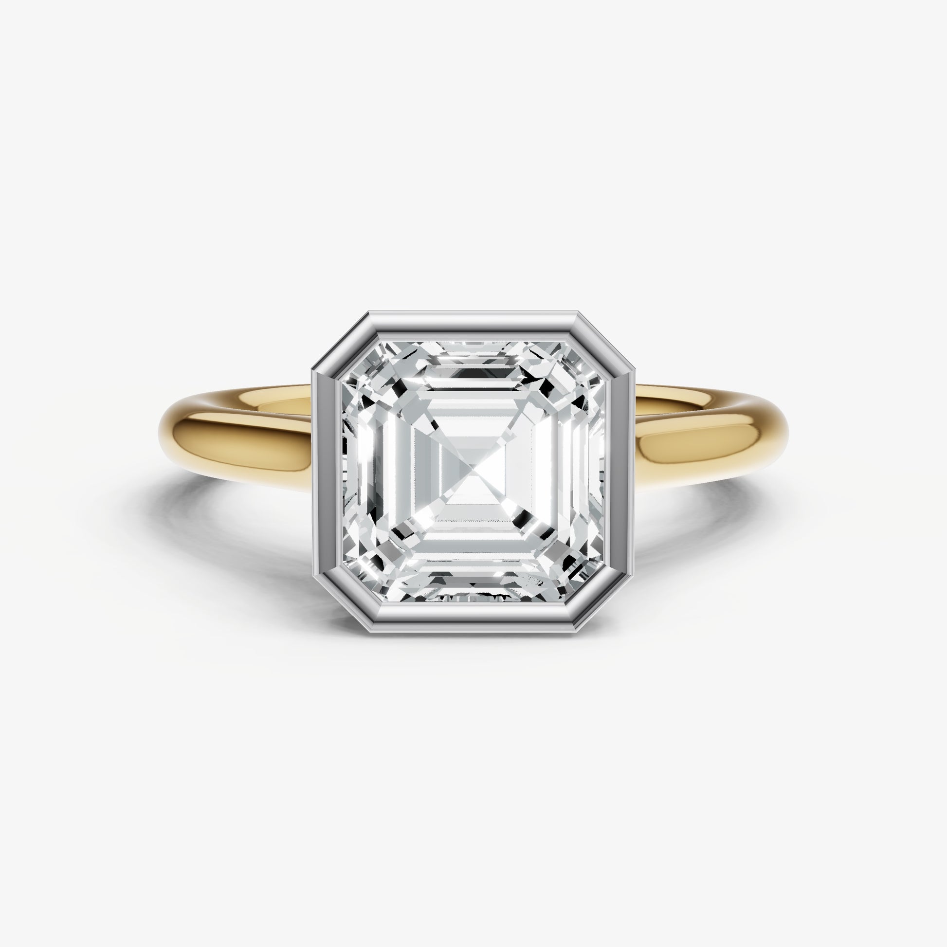 Asscher Bezel Set Cathedral Set Engagement Ring